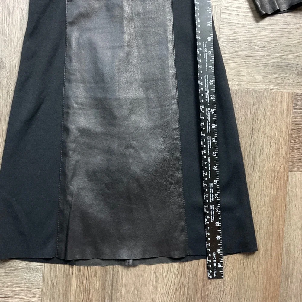 Schunk & Rosenfeld Lamb Leather Panel Shift‎ Dress EU 36 Small Moto Classy Edgy